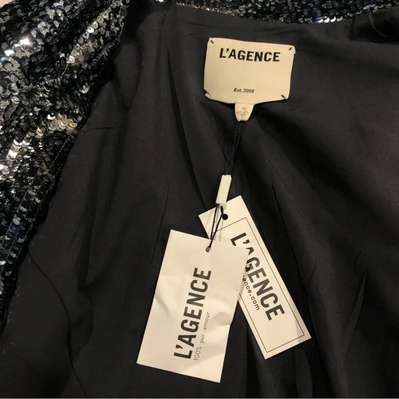 L'AGENCE Kenzie Sequin Double Breasted Blazer - Picture 8 of 12
